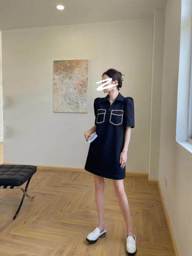 【新款上新】polo领前胸口袋水钻连衣裙，女装连衣裙，LION&CAT(2F)