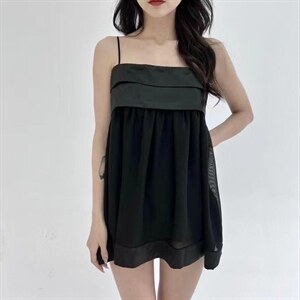 拼接雪纺吊带裙,女装背心吊带,HE