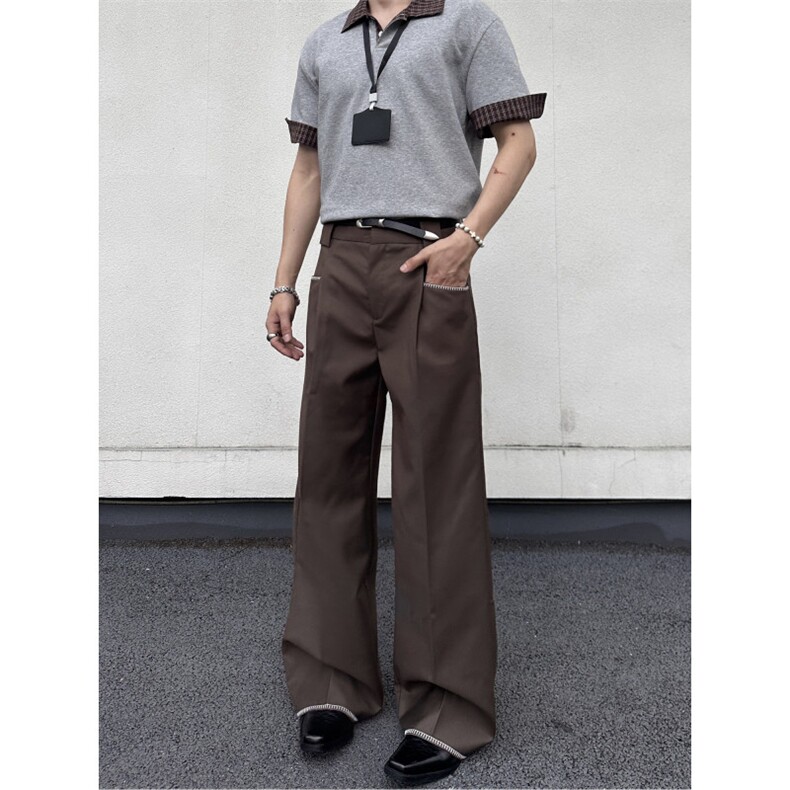 1506/QB0730/P49美式复古西裤男女垂感宽松显瘦拖地休闲西装长裤,男装西服套装,星座1506