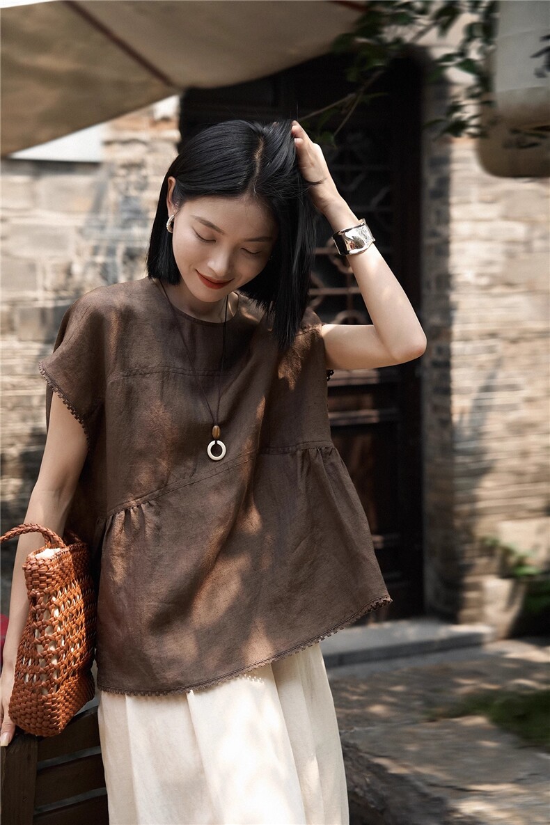 灵气扑人减龄显瘦廓形蕾丝边上衣25年夏季新品,女装衬衫,梦白服饰厂