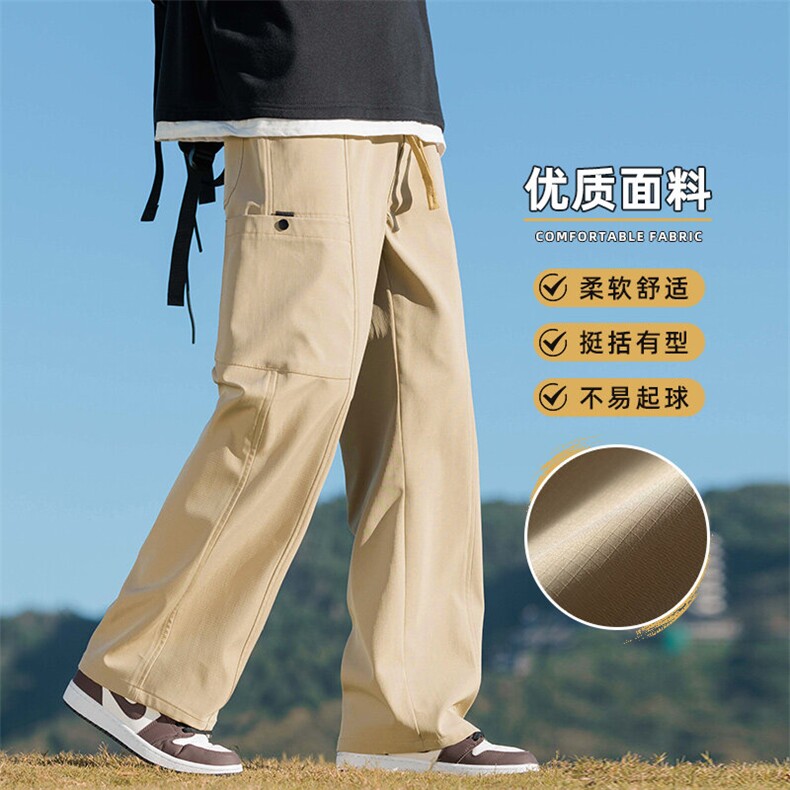 春夏新款阔腿裤男款宽松直筒休闲裤美式潮牌工装长裤子Z9856-P45,男装休闲裤,星座509