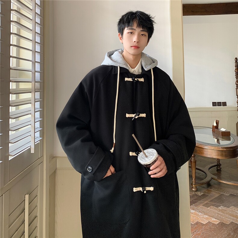 1港风酒店牛角扣加棉呢大衣男可拆卸帽外套男FY8716P138控188,男装毛呢大衣,星座226-2