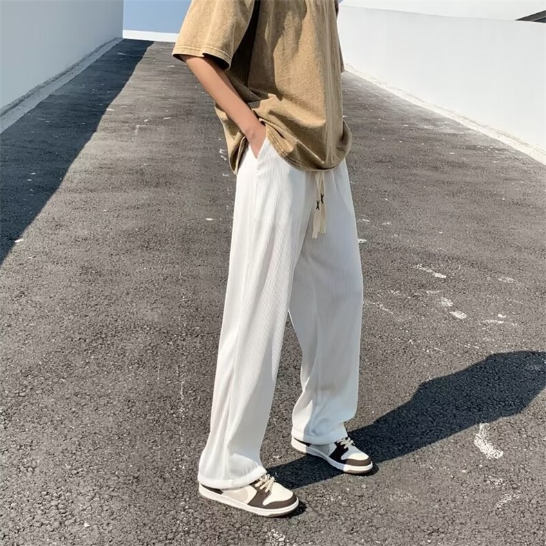 男春夏新款青少年时尚休闲裤高弹冰丝坑条B63P28,男装休闲裤,星座1116-2