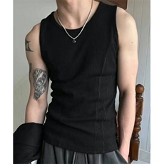 竖条纹拼接无袖汗背心男士夏季休闲个性修身坎肩T恤T186，男装背心/马甲，星座1116A-2（原606A-1）