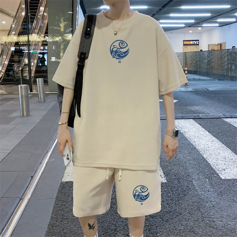！2024夏季新款男士华夫格短袖T恤套装学生一套HTZ126P50,男装T恤,电商B220
