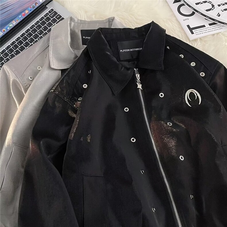 美式潮牌情侣设计感夹克宽松复古重工刺绣棒球服外套女男C415-75,男装夹克,星座911-2(原星座613-2）