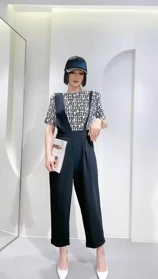 夏季新款背带裤套装，女装职业装，暗香