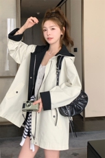 【新款】撞色元素设计拉链门襟连帽风衣2C372-808-P165控248，女装短外套，2C372
