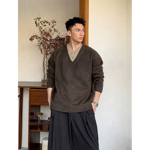 网图-假两件v领针织毛衣男xh167-特p50