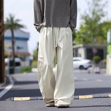 外景高街弯刀裤休闲纯棉宽松复古水洗棉直筒裤A406KZ2532特P53，男装休闲裤，星座309（原A406）