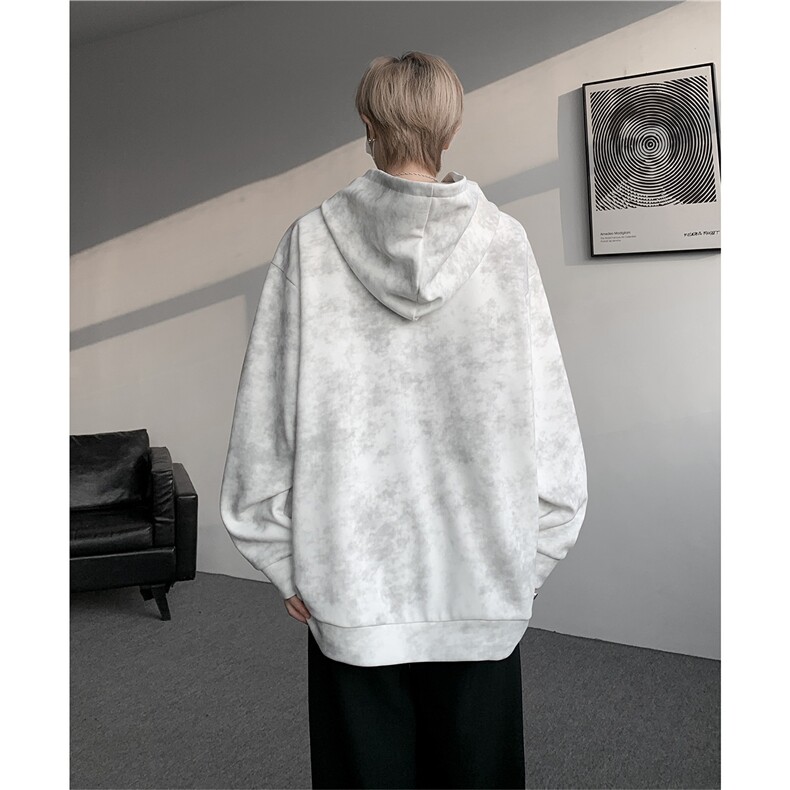WY10200-特批40春季新款连帽设计感拼接撞色宽松大码扎染卫衣男,男装卫衣,电商A059