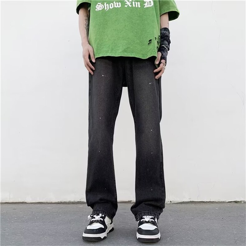 美式高街vibe风刺绣牛仔裤男潮牌嘻哈微喇叭炸街长裤TN1629-P45,男装牛仔裤,星座1001-1