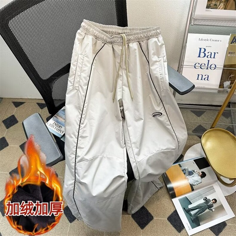 加绒加厚冬款冲锋休闲裤条纹抽绳滑雪登山冲锋保暖长裤H0332P52,男装休闲裤,星座1013-1