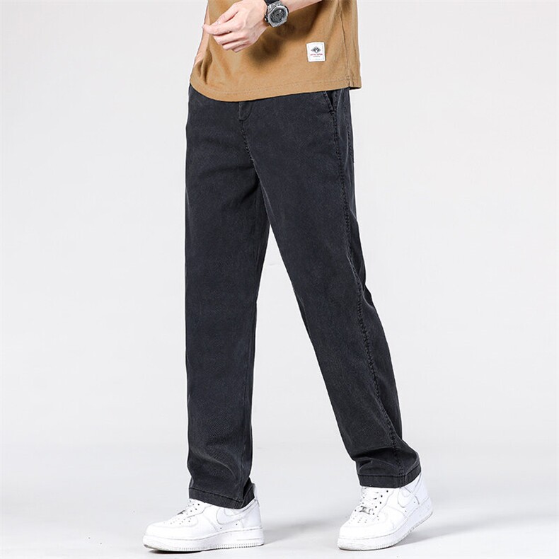 2025休闲裤男夏季薄款莱赛尔冰感垂坠感阔腿宽松直筒长裤子,男装休闲裤,星座224