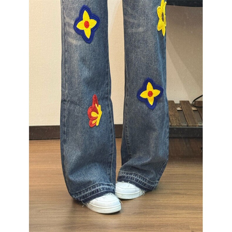 【有货】S809CC-特P52重工艺花瓣刺绣水洗牛仔裤男女设计感裤子,男装牛仔裤,星座1007（原301D）