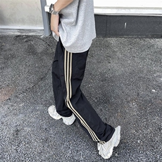 黑色条纹男款青少年夏季美式速干透气工装裤三条杠直筒运动休闲裤，男装休闲裤，星座505-2（原电商A260-1)