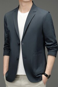 休闲西装男式便西2023春秋季薄款中年爸爸装单西上衣男士西服外套图片