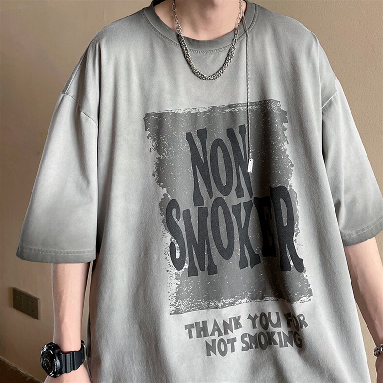 新款短袖港风模特潮牌纯手感落肩宽松胖子T恤TC3126-P33控48,男装T恤,星座717
