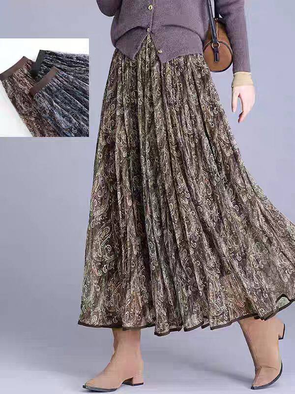 2025年秋季常规百搭中腰中长款腰花双面半身裙，女装半身裙，湘姗