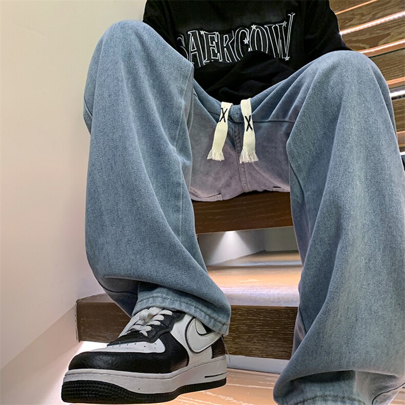 8XL-M牛仔裤男士直筒宽松特大码胖子阔腿裤男款长裤NZ110-P45控58,男装牛仔裤,电商D206-1