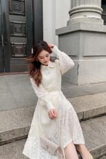 现货，衬衣娃娃领磨毛连衣裙，女装连衣裙，艾丹迪蔓