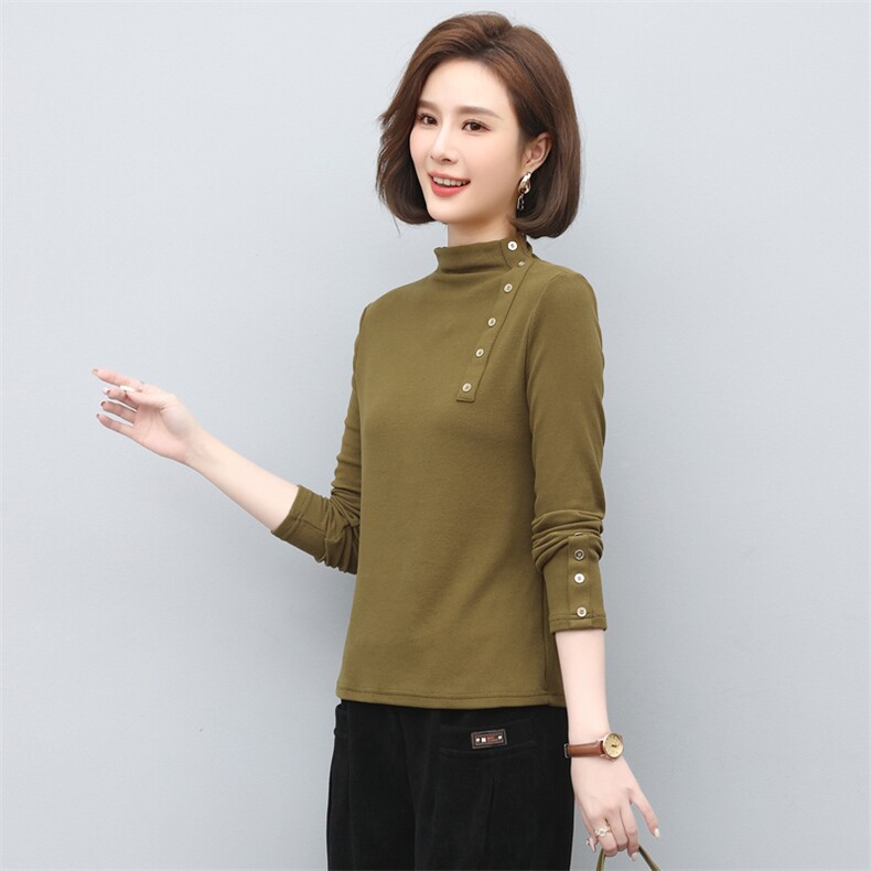 时尚半高领长袖打底衫女冬季新款加厚保暖针织衫修身显瘦上衣,针织衫/毛衣,涵誉