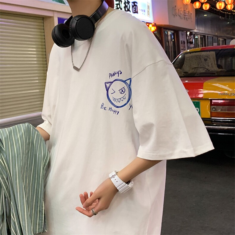 夏季短袖t恤男ins潮流印花半袖宽松体恤潮牌情侣上衣服TX852-p28图片