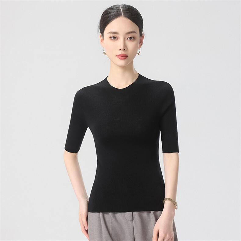 简约时尚短袖女士春季新款宽松遮肚百搭坎肩打底,针织衫/毛衣,清联羊绒