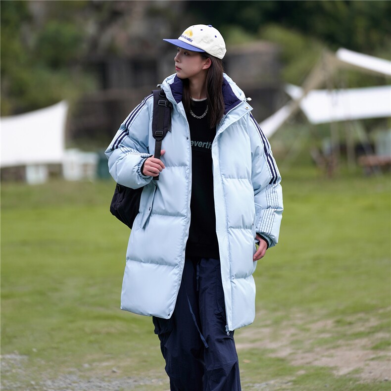 数据款！中长款条纹连帽棉衣加厚棉服外套情侣款 MY8883图片