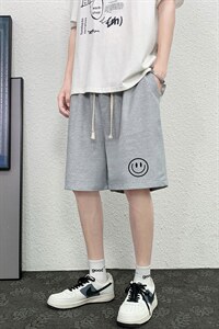 HD74224-P22 华夫格短裤男大码宽松五分裤男直筒中裤图片