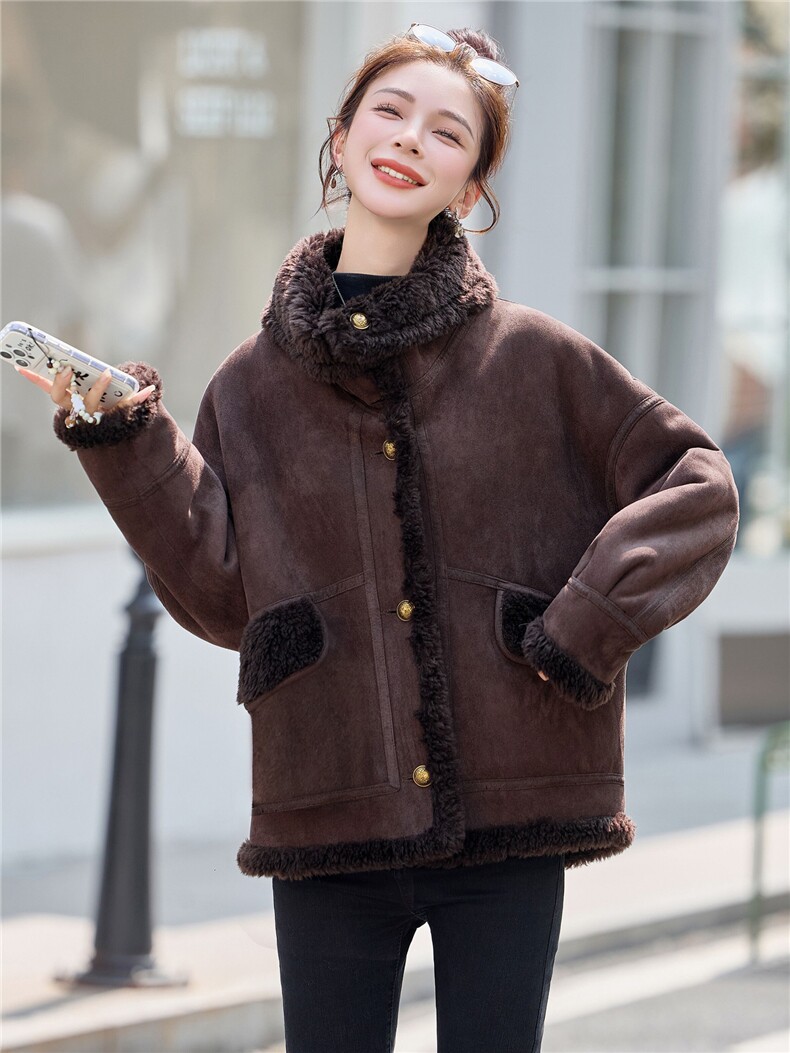 2025冬季新款~~双面穿皮毛一体,女装棉衣/棉服,意芙