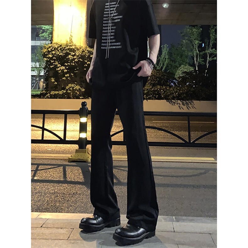 B221美式ins高街纯色情侣款休闲微喇冰丝西裤LK23083-P55控78,男装休闲裤,电商B221