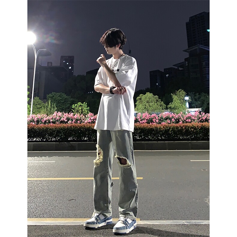 B221 美式ins高街暗黑系小众拉链直筒牛仔裤 LK23073-P65 控88图片