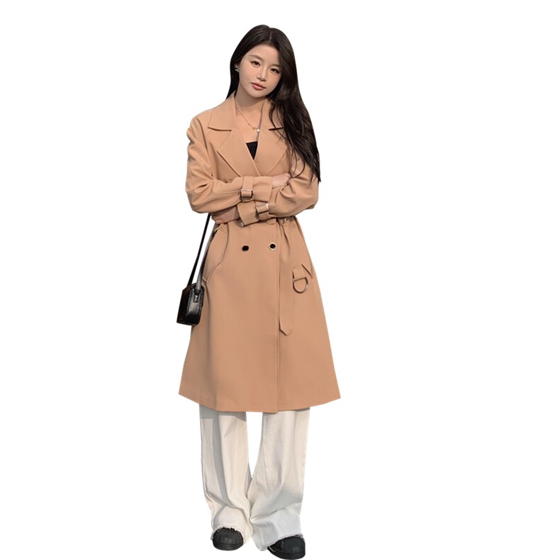 乔觅卡其色风衣女中长款2025年秋季新款韩版收腰小个子大衣外套,女装风衣,沫晗依美