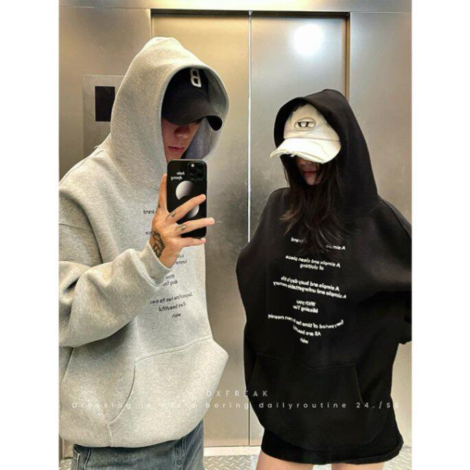 C0237-P55高级感简约字母印花连帽卫衣男女款学生宽松上衣，女装卫衣/绒衫，星座617A-2