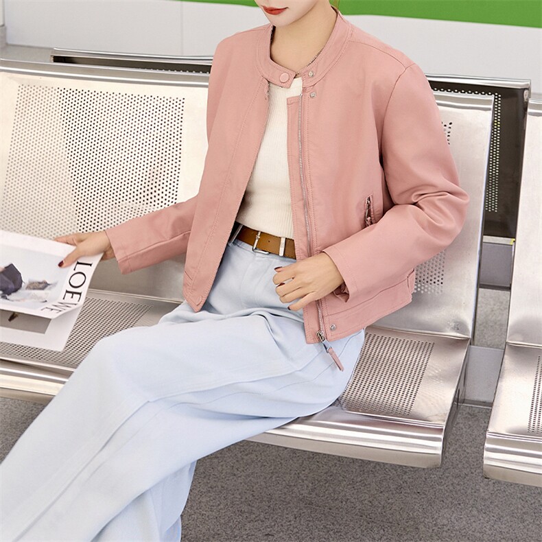 四季青复古港风百搭PU皮衣女短款外套小个子2025春季新款机车服潮,女装套装/套裙,美拉德工厂直营店