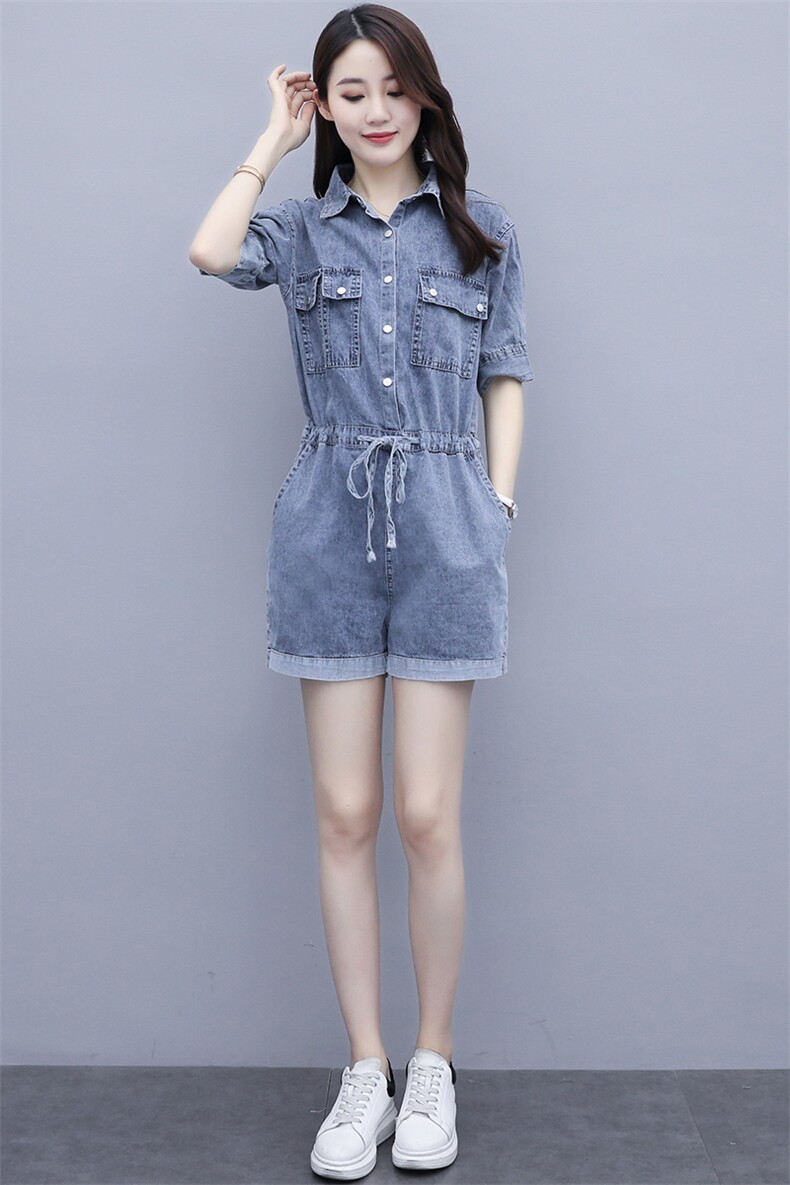 牛仔连体裤女夏2023新款网红小个子显高连体衣洋气百搭修身潮,女装休闲裤,微微衣阁