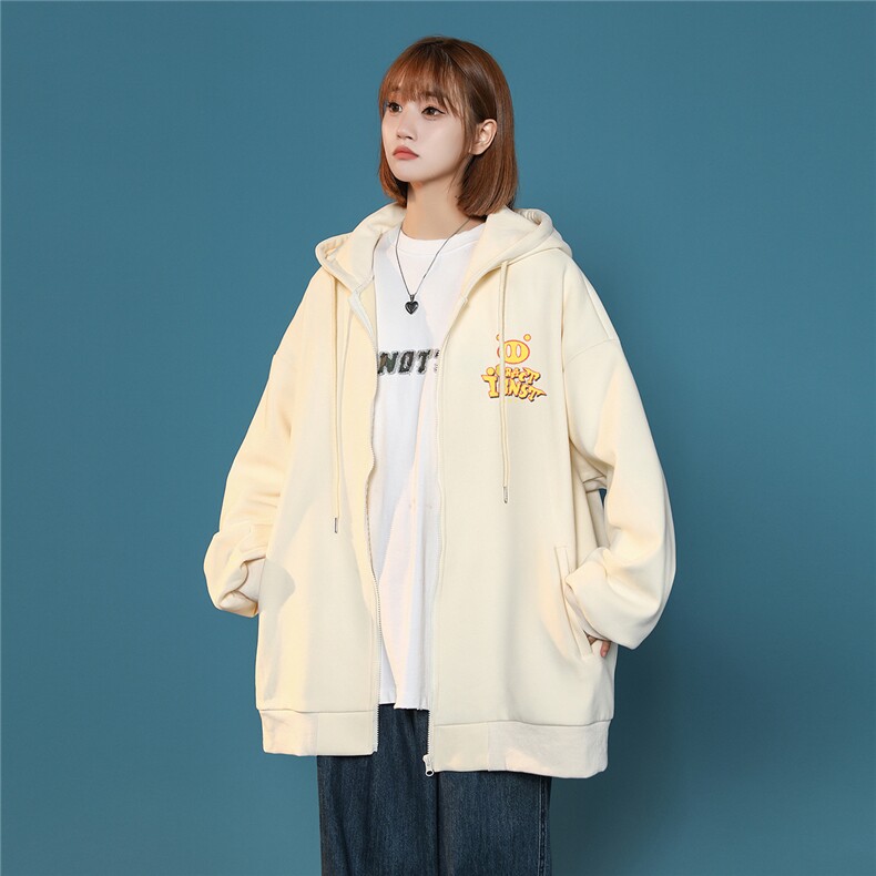 中性风新款秋季时尚百搭宽松字母印花潮流开衫外套H252P65控88,女装短外套,A247A