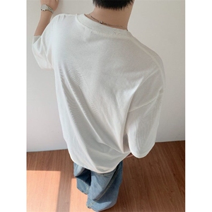 夏季纯棉港风短袖T恤男百搭ins宽松潮流五分袖情侣上衣BW2222-P39图片