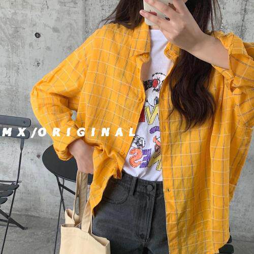 【现货】2021春-米奇联名款暗格纹衬衫，女装衬衫，墨写