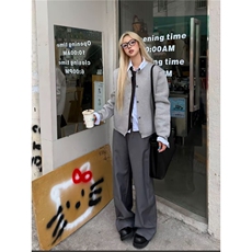 韩系简约灰纽扣设计感针织开衫男女同款冬季加厚休闲百搭毛衣外套，男装针织衫/毛衣，星座1210-1