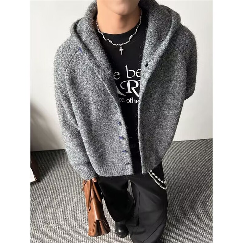 老钱风美拉德系北极绒毛衣针织开衫W1716/特P75,男装针织衫/毛衣,电商B350