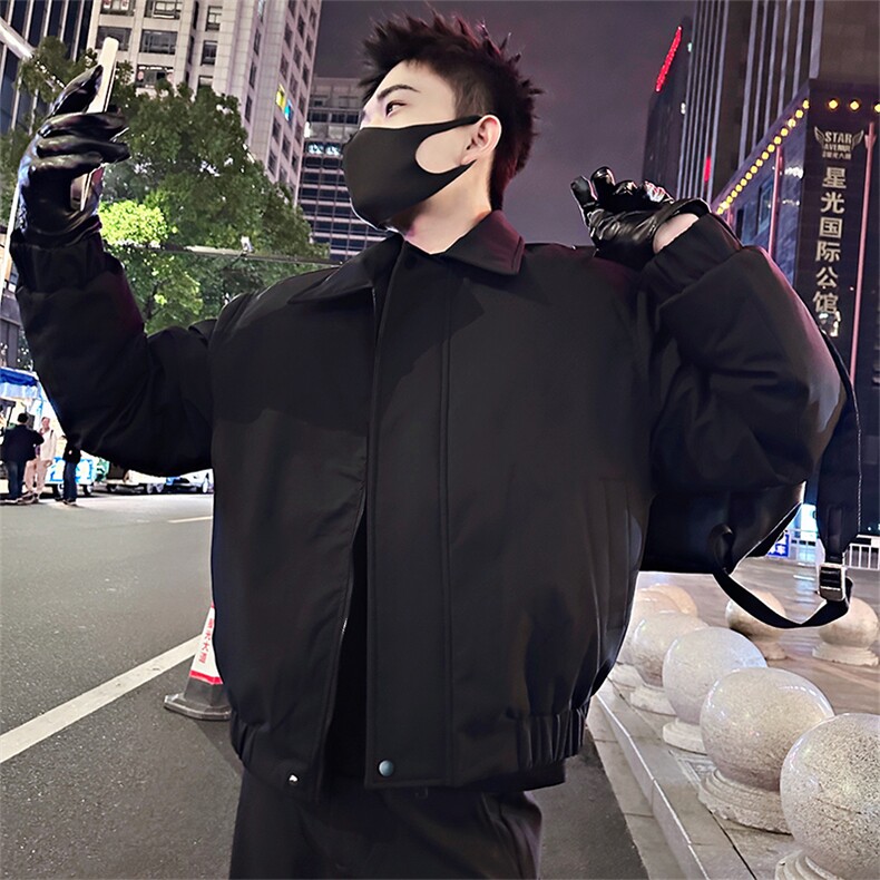B38/P128控168冬季男士行政棉服高级感简约加厚袄子翻领棉衣黑首1,男装棉衣,星座305B