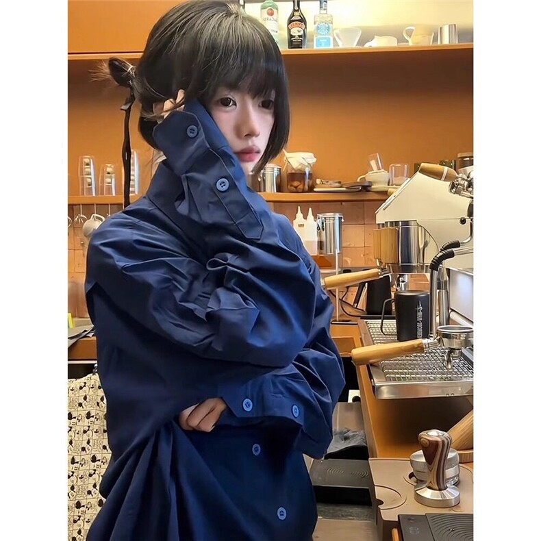 Q073/P46长袖蓝色衬衫男女衬衣,男装衬衫,星座1506