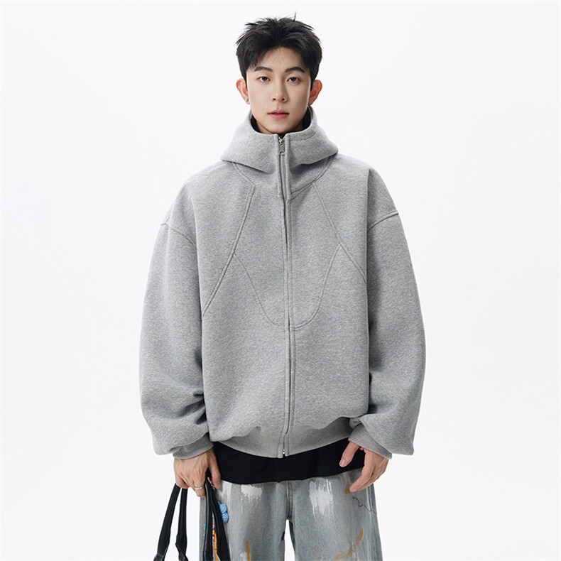 重磅420克空气层卫衣男士拼接连帽开衫外套W008特批55，女装短外套，电商A073