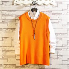 白墙日系侧边开叉针织马甲男秋季潮流毛衣背心A090-MJ23P40限58，男装背心/马甲，电商A089-1