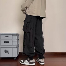 美式冲锋裤子男高街设计感潮牌宽松直筒工装休闲长裤XK13-P40，男装工装外套，星座208-5