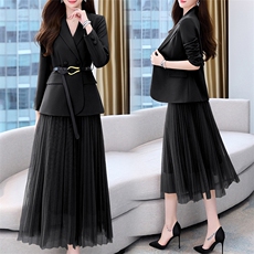 西装套装裙女春秋2025秋季新款女装流行时髦洋气减龄连衣裙两件套，女装套装/套裙，卡杰菲