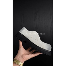 龙叨叨复古做旧擦色反毛绒圆头大头德比鞋厚底休闲皮鞋男XD08P155，男鞋皮鞋，电商D256-3(原A064-3)