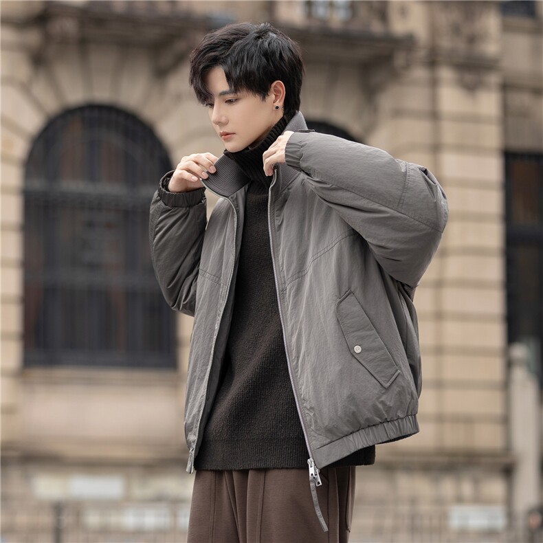 短款立领夹克羽绒服男装冬装设计款保暖外套白鸭绒5917-P335控578,男装夹克,电商A355（原A415）